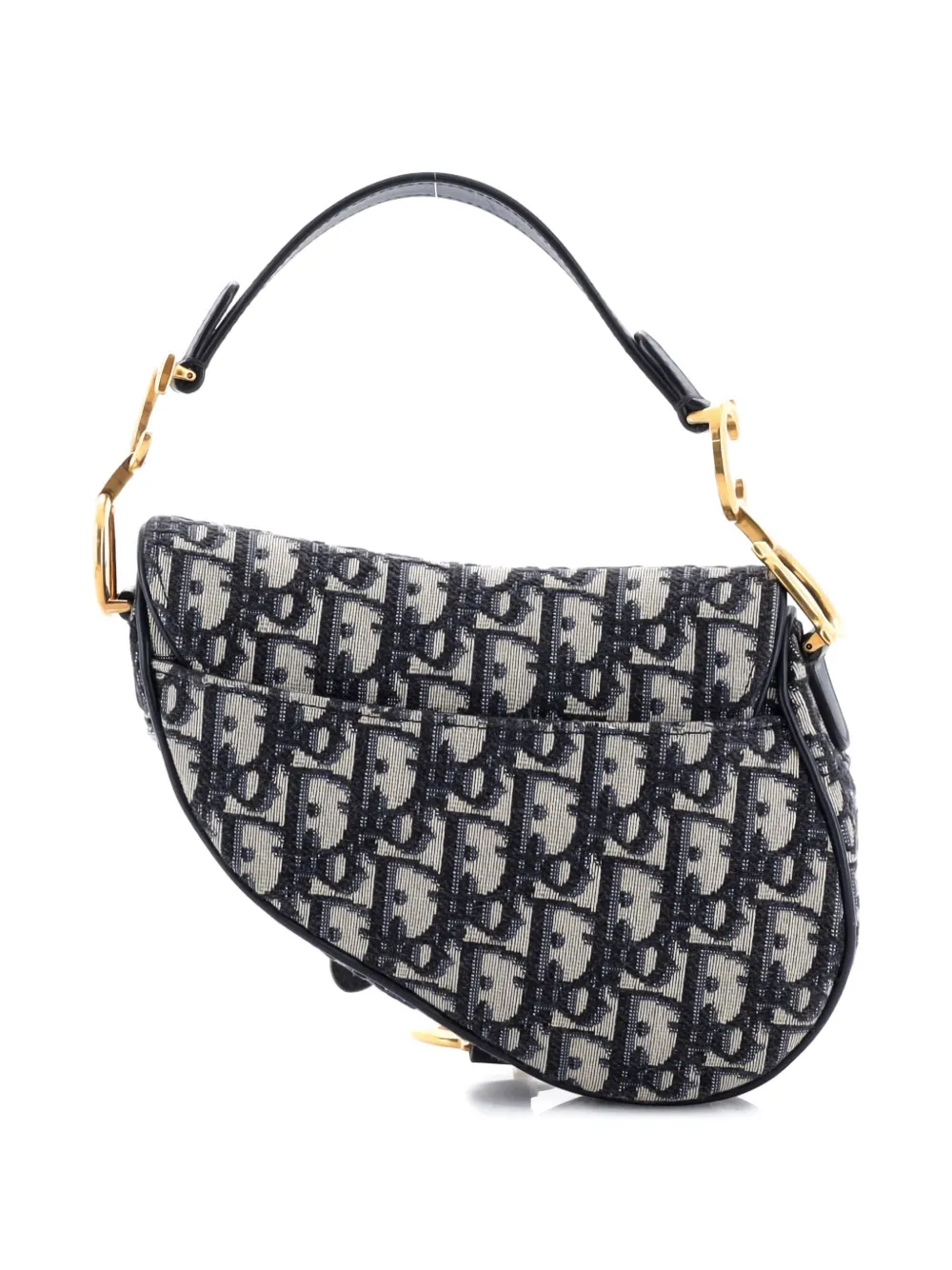 Pre-owned Dior Saddle Handbag With Strap Oblique Canvas Mini Shoulder Bag In Blue