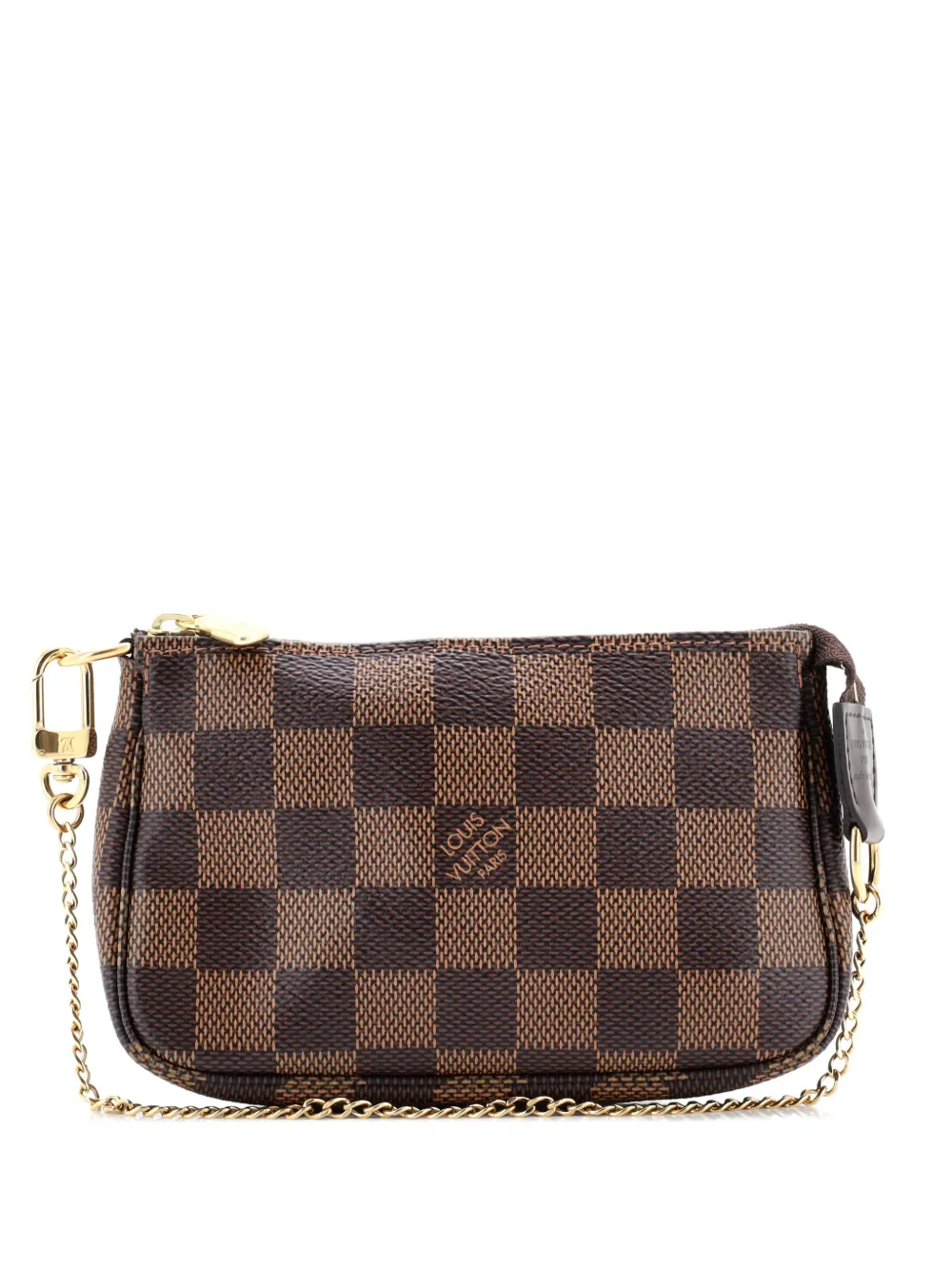 Pre-owned Louis Vuitton Pochette Accessoires Damier Mini Clutch Bag In Brown