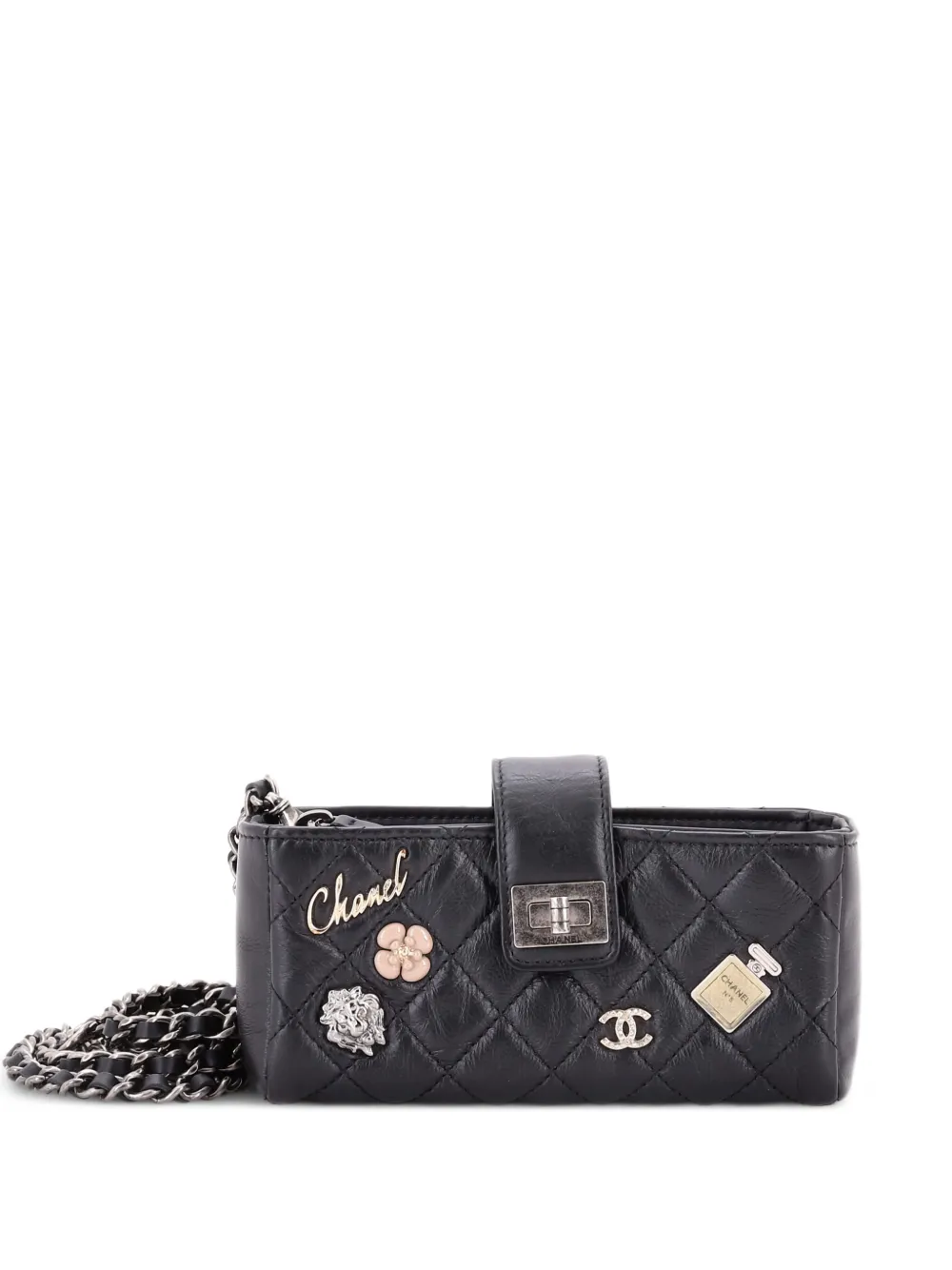 CHANEL Pre-Owned Lucky Charms Reissue Chain Phone Holder Quilted Aged Calfskin Mini crossbody bag - Nero