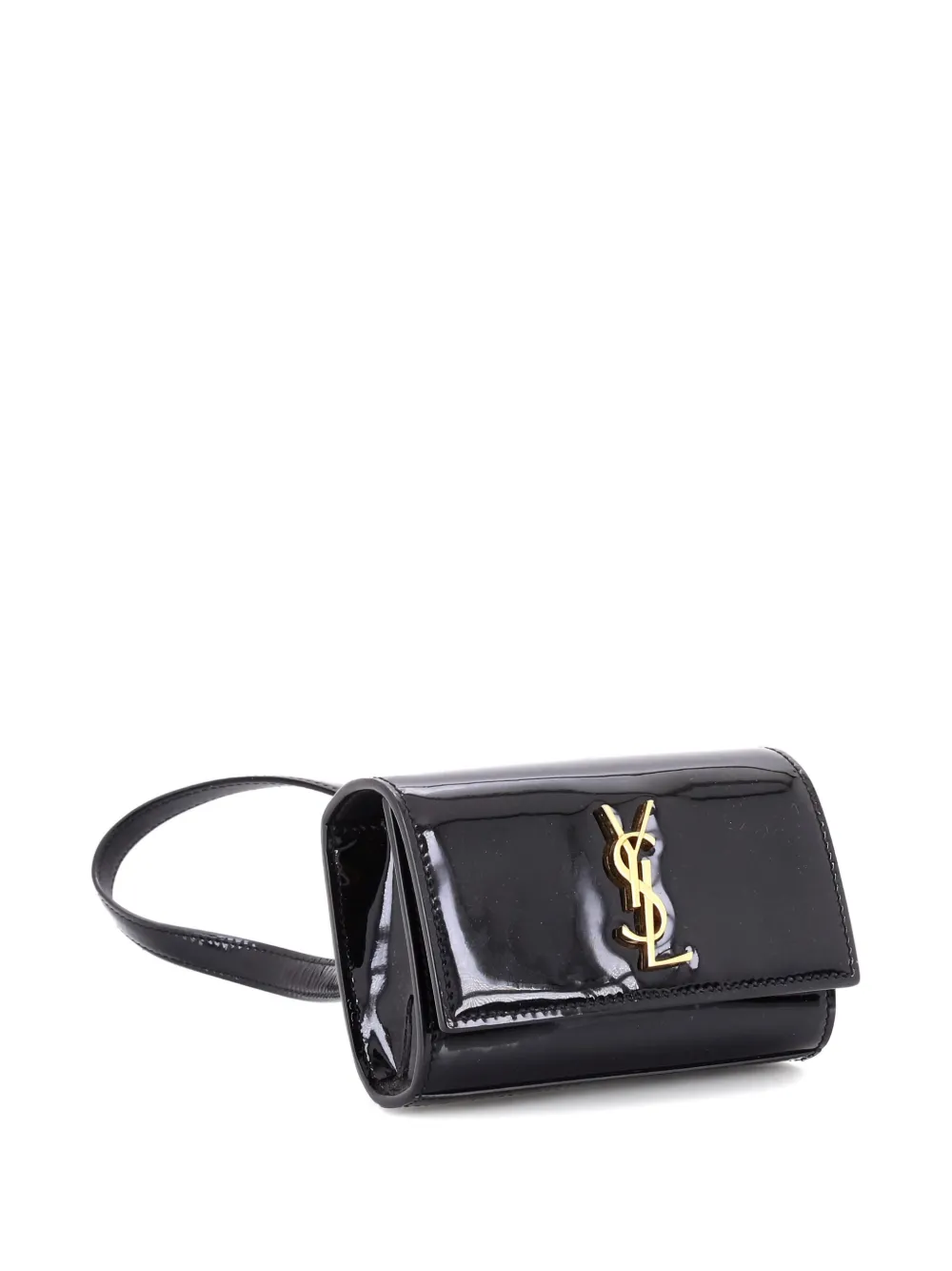 Pre-owned Saint Laurent Classic Monogram Kate Patent Belt Bag In Black