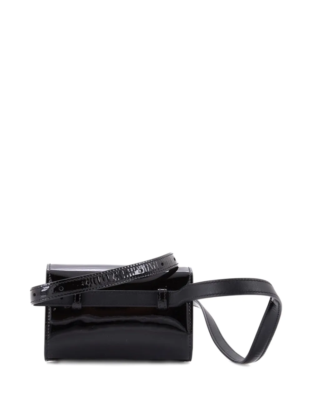 Pre-owned Saint Laurent Classic Monogram Kate Patent Belt Bag In Black