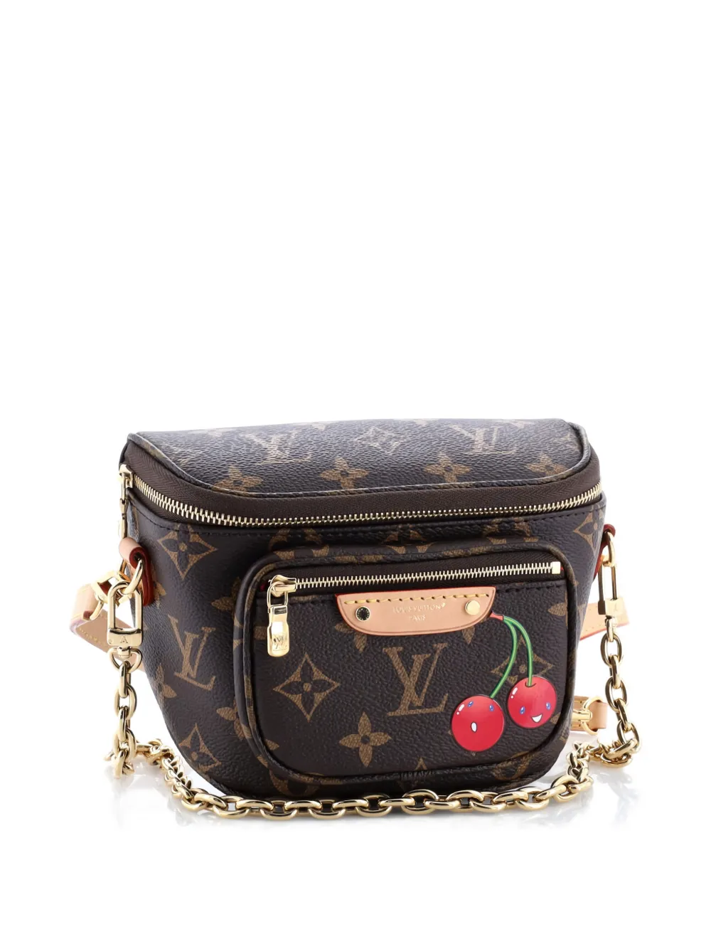 Pre-owned Louis Vuitton X Takashi Murakami Bum Bag Limited Edition Monogram Cerises Mini Belt Bag In Brown