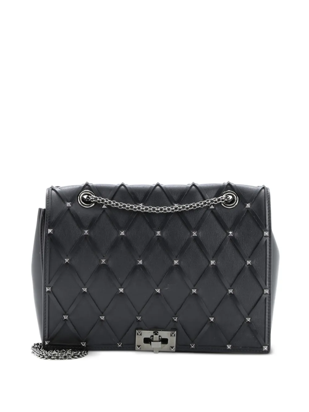 Valentino Garavani Pre-Owned Rockstud Beehive Chain Flap Bag Quilted Leather Medium shoulder bag - Nero
