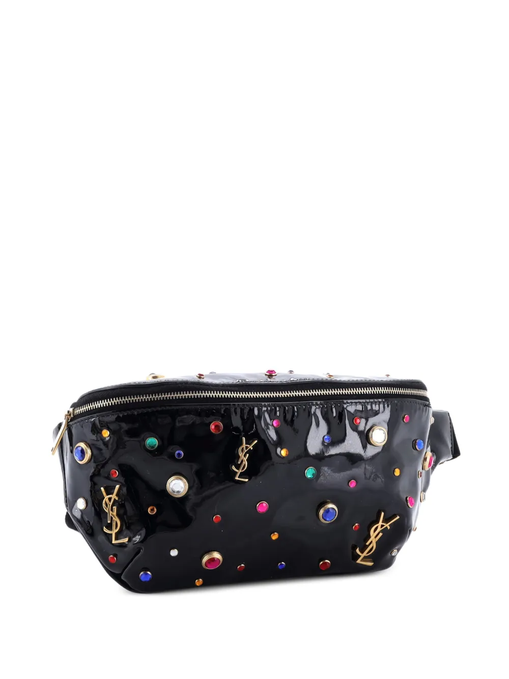 Saint Laurent Pre-Owned Classic Monogram Embellished Patent belt bag - Nero