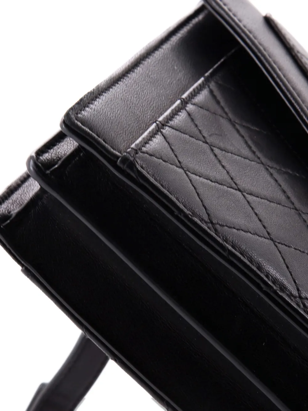 Pre-owned Saint Laurent Gaby Envelope Satchel Quilted Leather Mini Crossbody Bag In Black