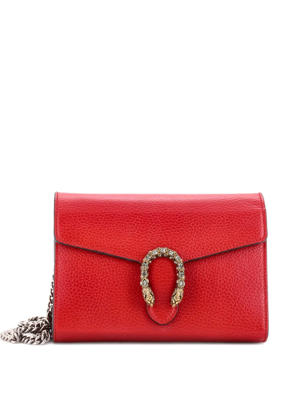 Gucci Pre-Owned Dionysus Chain Wallet Leather with Embellished Detail Small crossbody bag - Rosso