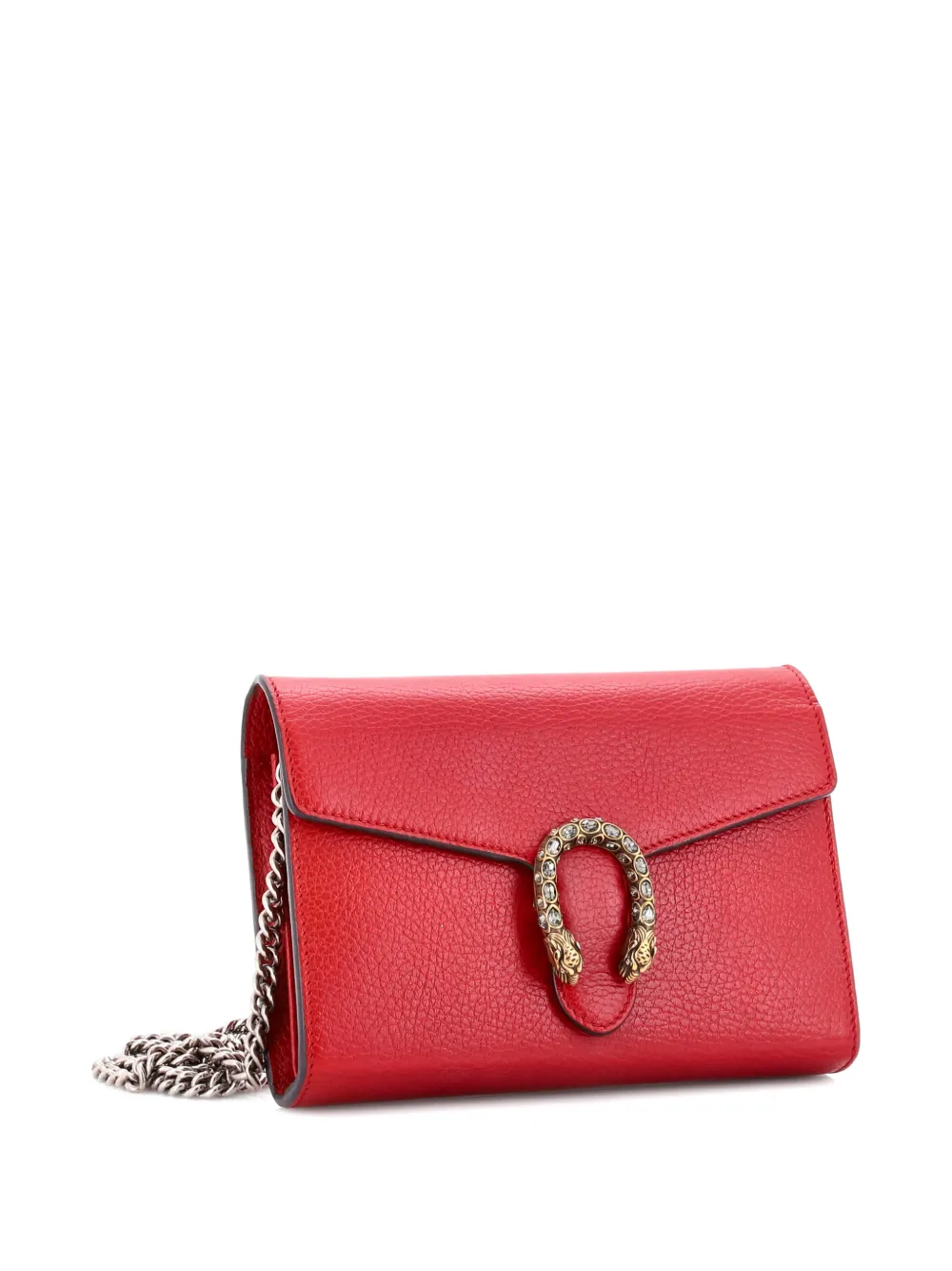  Gucci Pre-owned Dionysus Chain Wallet Leather With Embellished Detail Small Crossbody Bag - Red 