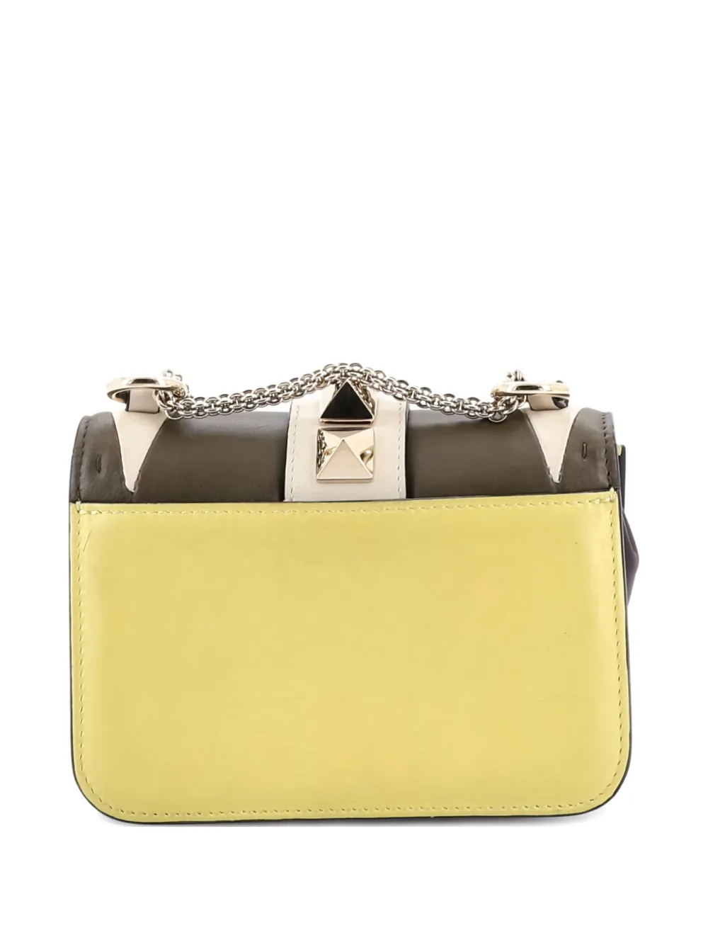  Valentino Garavani Pre-owned Glam Lock Geometric Color Block Leather Mini Shoulder Bag - Multicolour 