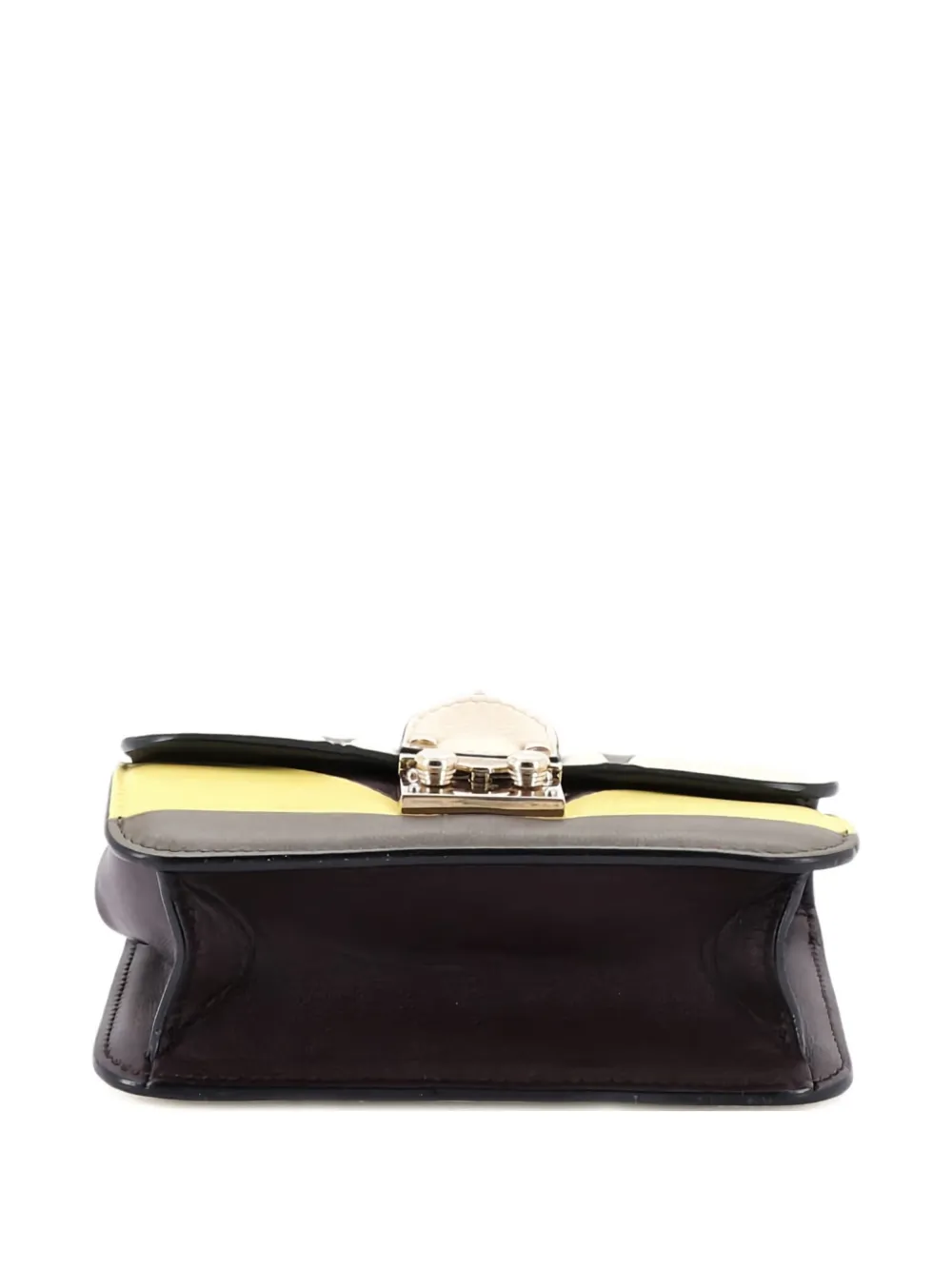  Valentino Garavani Pre-owned Glam Lock Geometric Color Block Leather Mini Shoulder Bag - Multicolour 