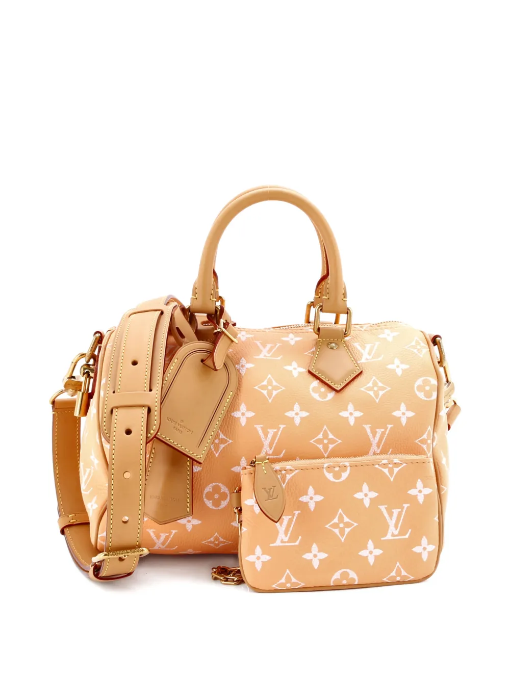 Pre-owned Louis Vuitton Speedy P9 Bandouliere Bag Monogram Leather 25 Satchel In Orange