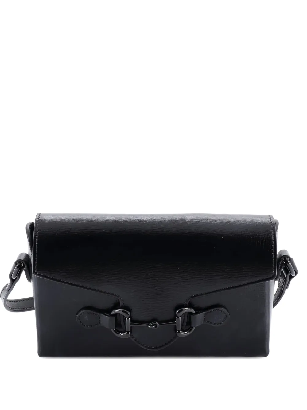 Gucci Pre-Owned Horsebit 1955 Flap Leather Mini crossbody bag - Nero