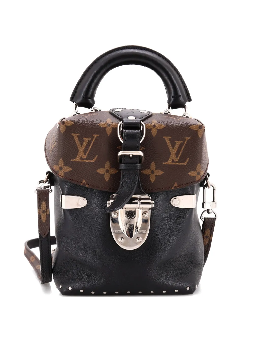 Pre-owned Louis Vuitton Camera Box Handbag Studded Monogram Canvas And Leather Crossbody Bag In Black