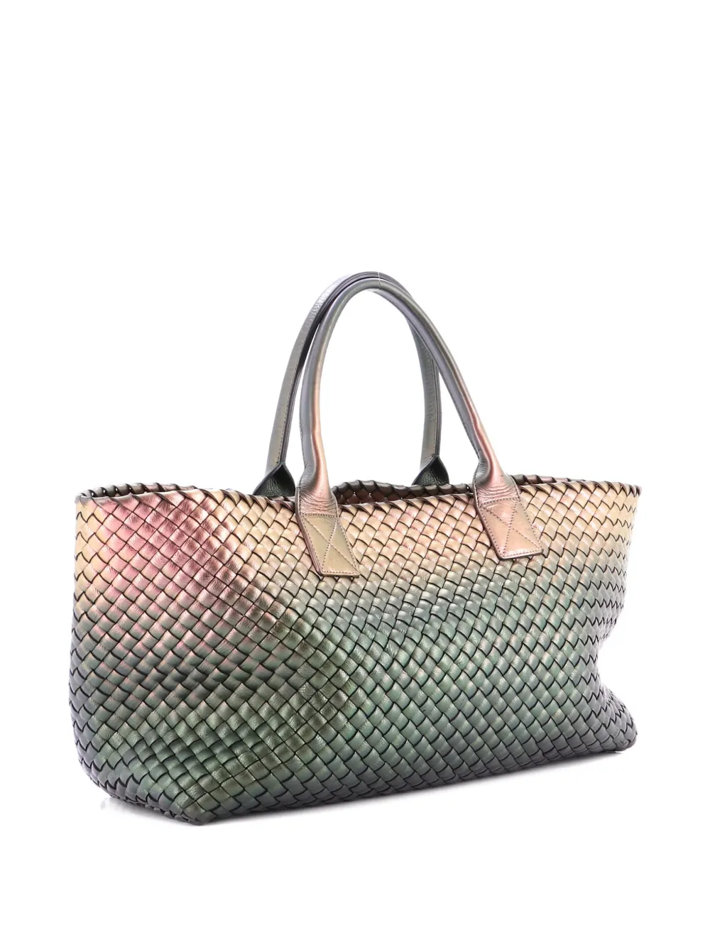 BOTTEGA VENETA Pre-owned Cabat Intrecciato Iridescent Nappa Medium Tote Bag In Green