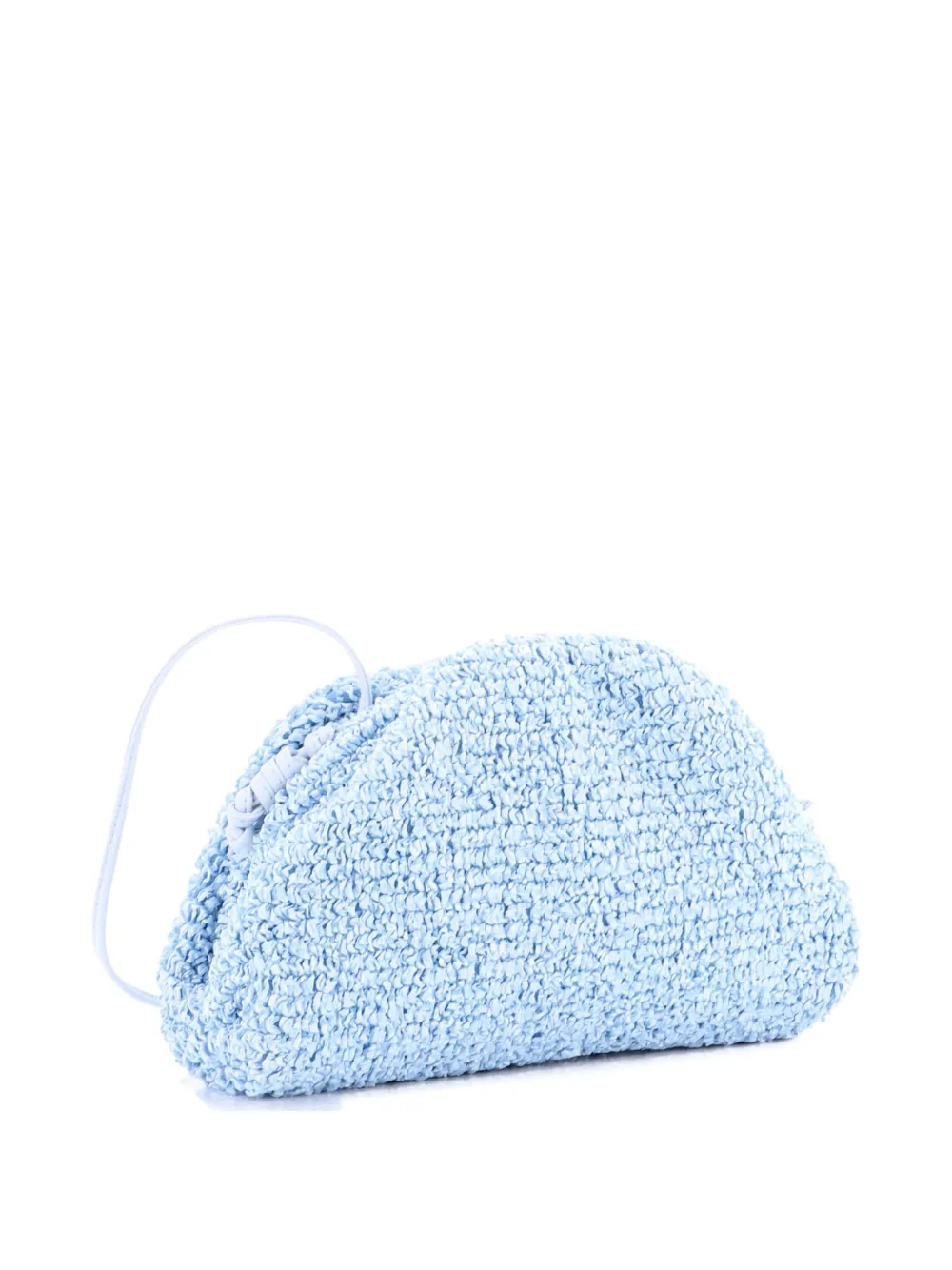 Pre-owned Bottega Veneta The Pouch Curly Raffia Mini Crossbody Bag In Blue