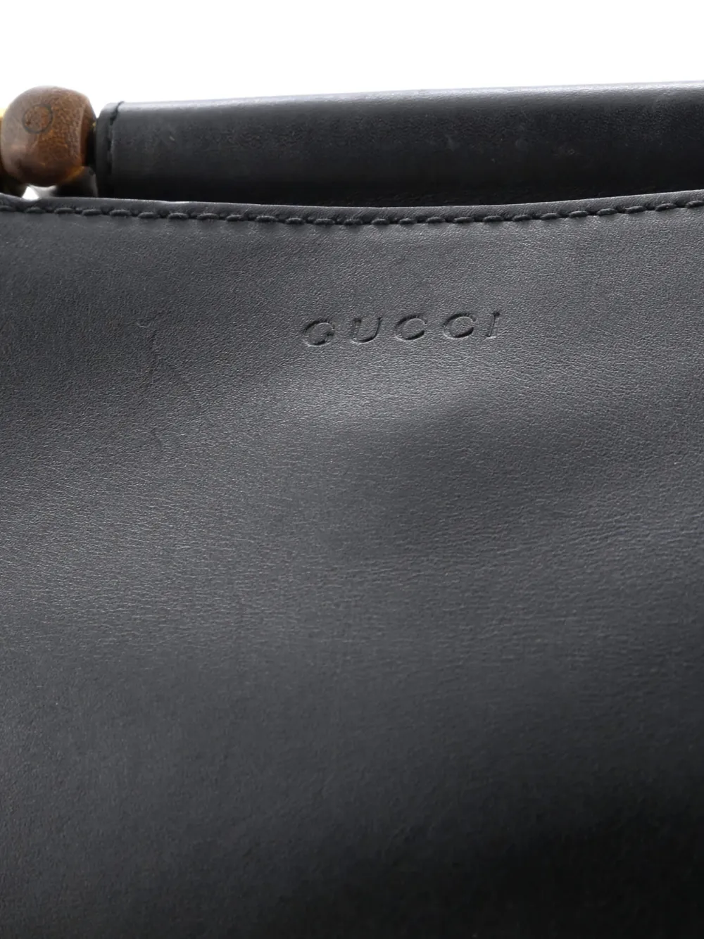 Pre-owned Gucci Nymphaea Top Handle Bag Leather Mini Satchel In Black