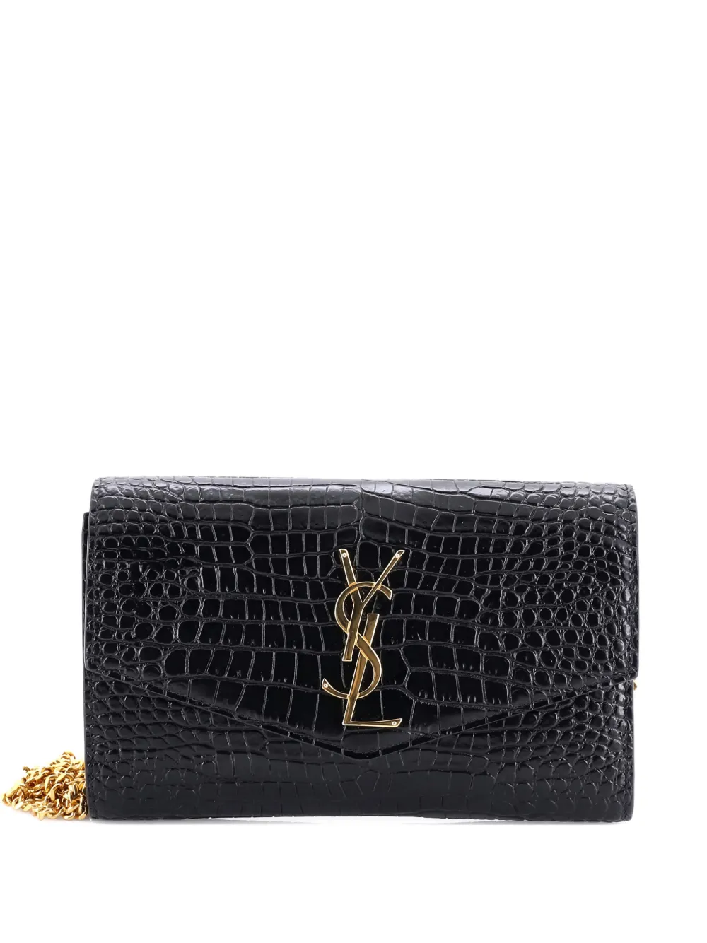 Saint Laurent Pre-Owned Uptown Chain Wallet Crocodile Embossed Leather crossbody bag | Black | Image 1
