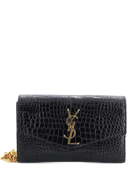Saint Laurent Pre-Owned Uptown Chain Wallet Crocodile Embossed Leather crossbody bag