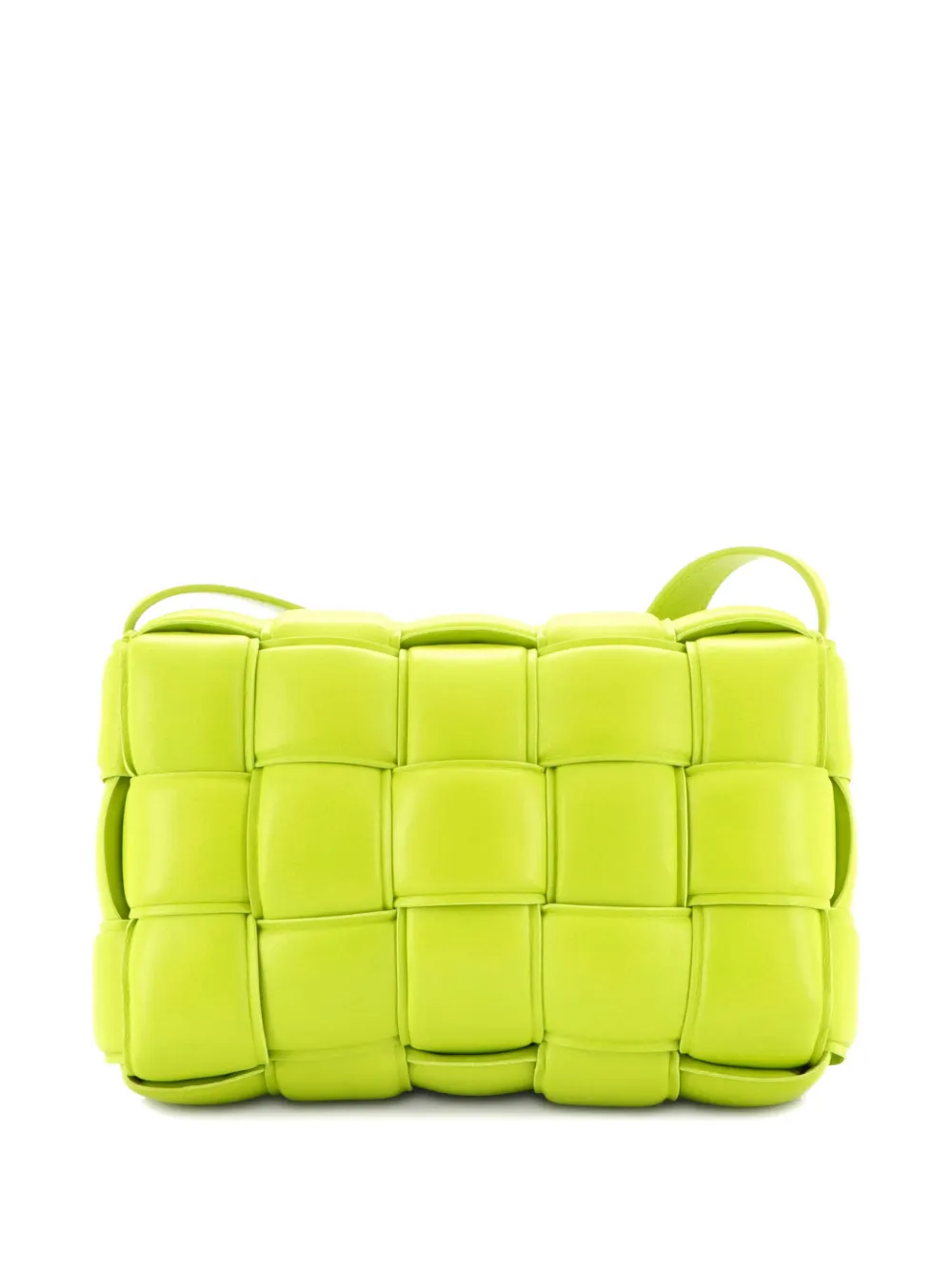 Pre-owned Bottega Veneta Cassette Padded Maxi Intrecciato Leather Crossbody Bag In Green