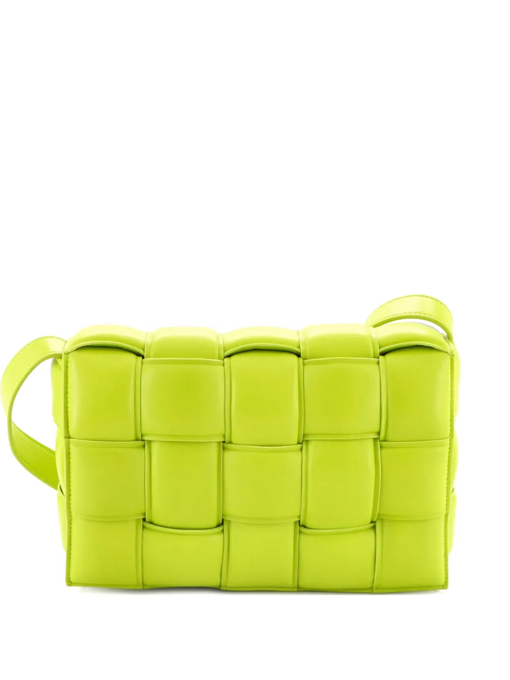 Pre-owned Bottega Veneta Cassette Padded Maxi Intrecciato Leather Crossbody Bag In Green