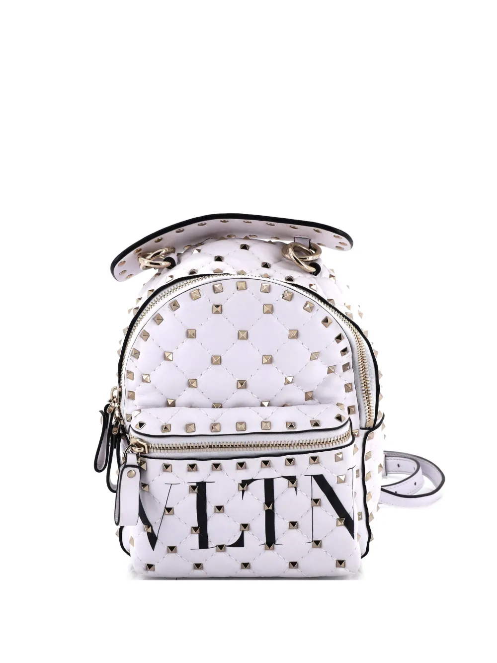 Valentino Garavani Pre-Owned VLTN Rockstud Spike Quilted Printed Leather Mini backpack - Bianco