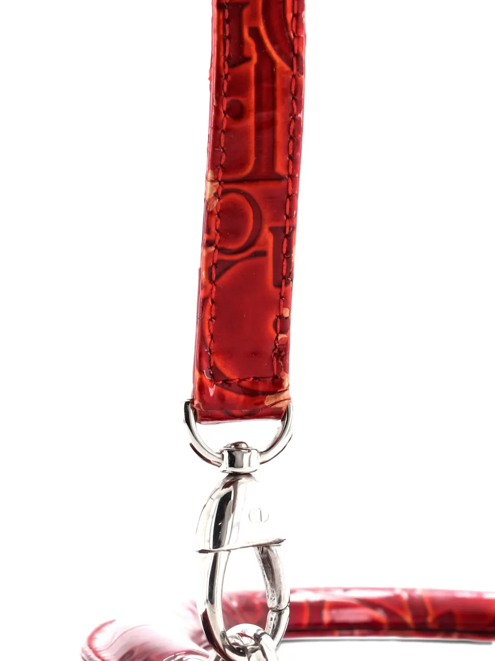 Pre-owned Dior Vintage Lady  Bag Ultimate Embossed Patent Medium Satchel In Red