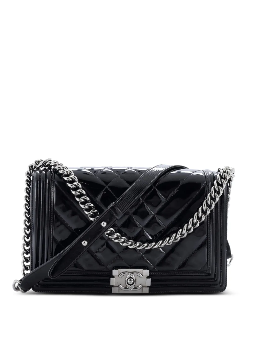 CHANEL Pre-Owned Boy Flap Bag Chevron Patent New Medium shoulder bag - Nero