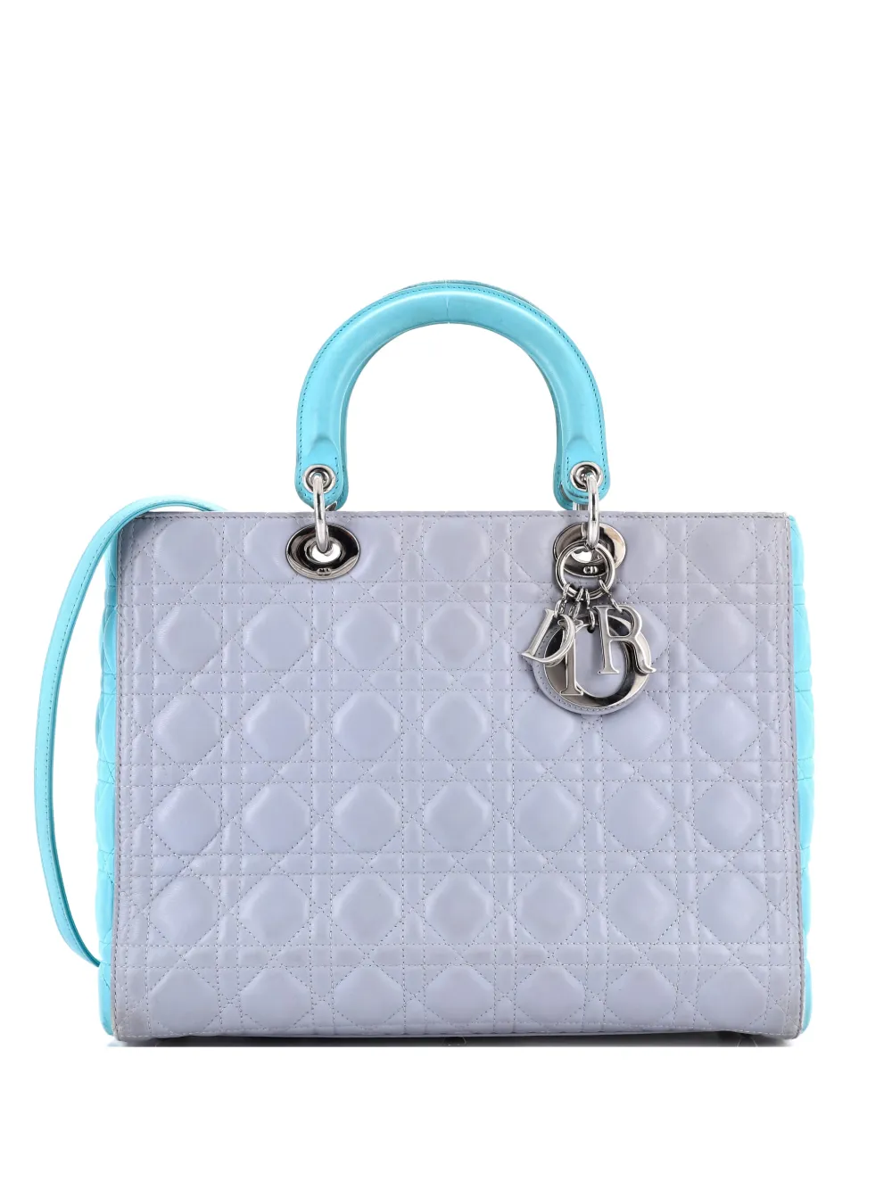 Christian Dior Pre-Owned Bicolor Lady Dior Bag Cannage Quilt Lambskin Large satchel - Blue