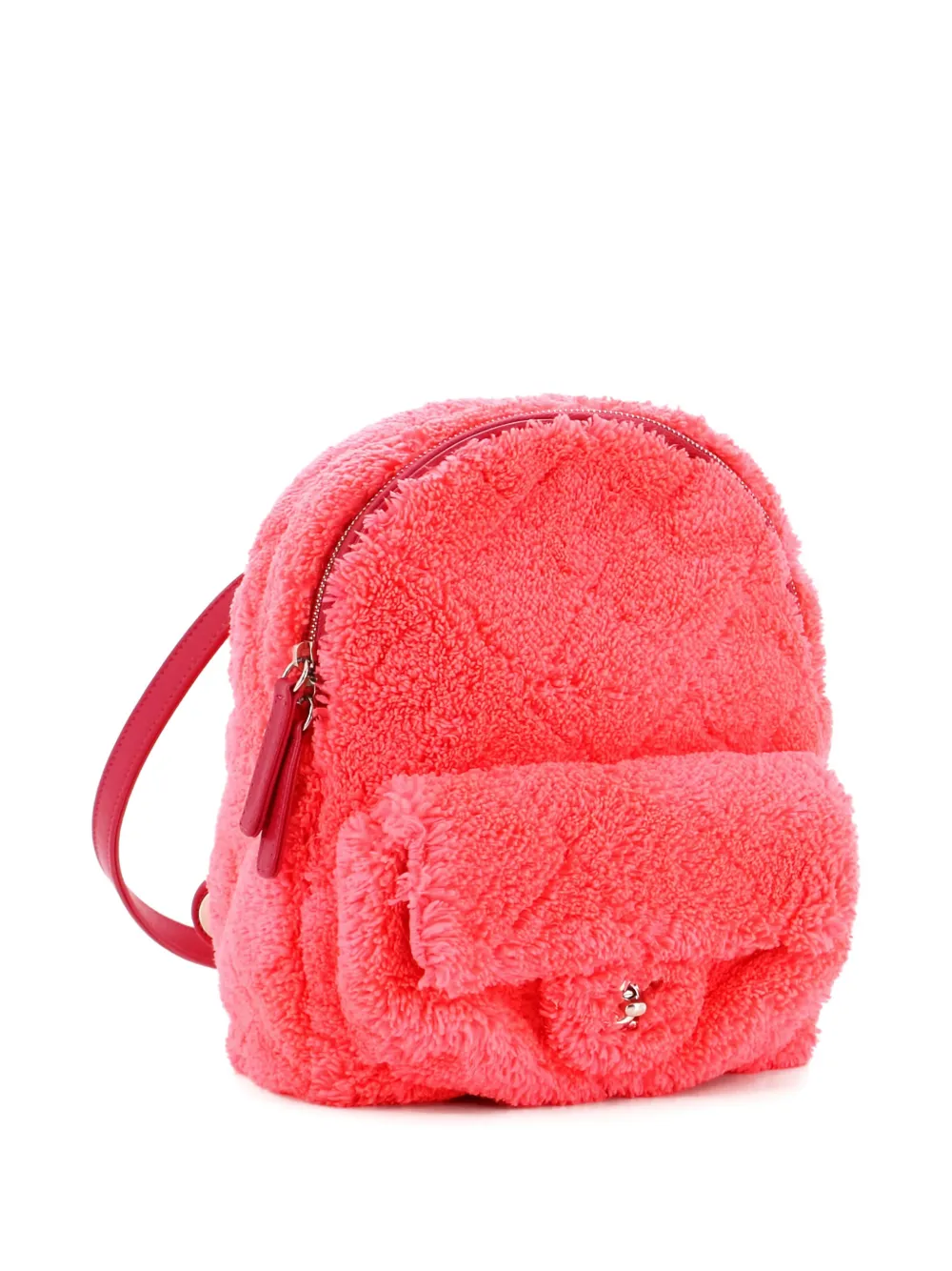 Pre-owned Chanel Coco Beach Quilted Terry Cloth Small Backpack In Pink