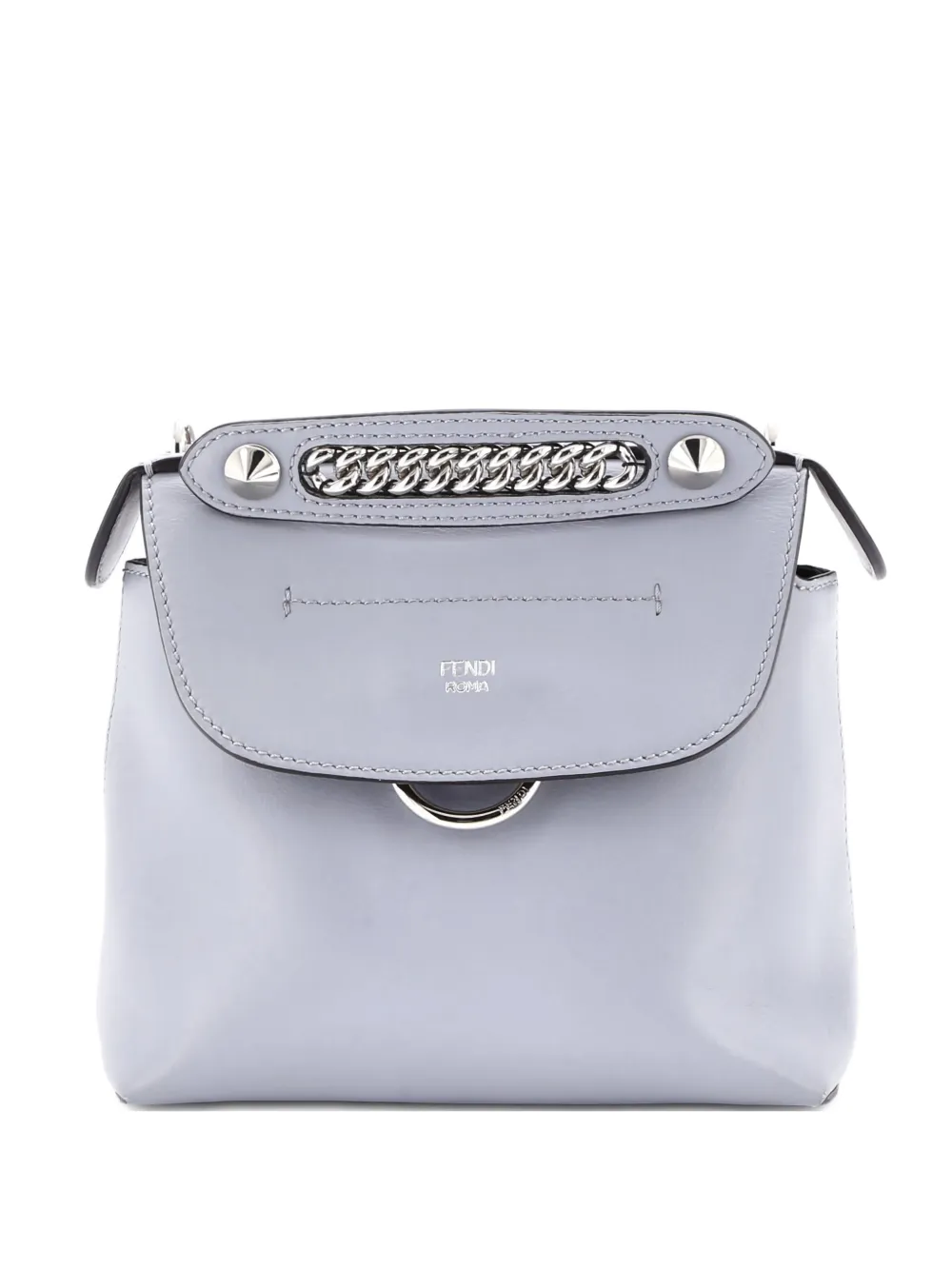 Pre-owned Fendi Back To School Leather Mini Backpack In Gray