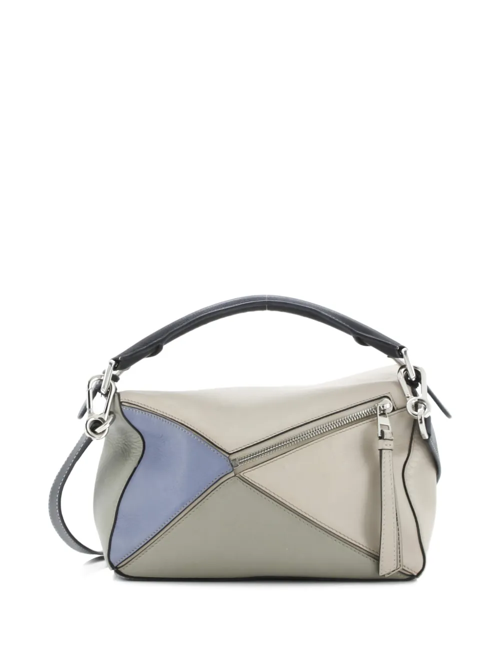 Pre-owned Loewe Puzzle Bag Leather Small Satchel In Blue