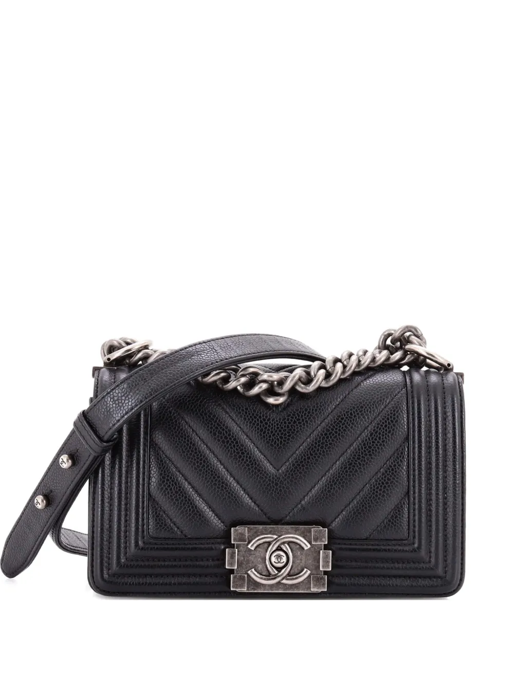 CHANEL Pre-Owned Boy Flap Bag Chevron Caviar Small crossbody bag - Nero