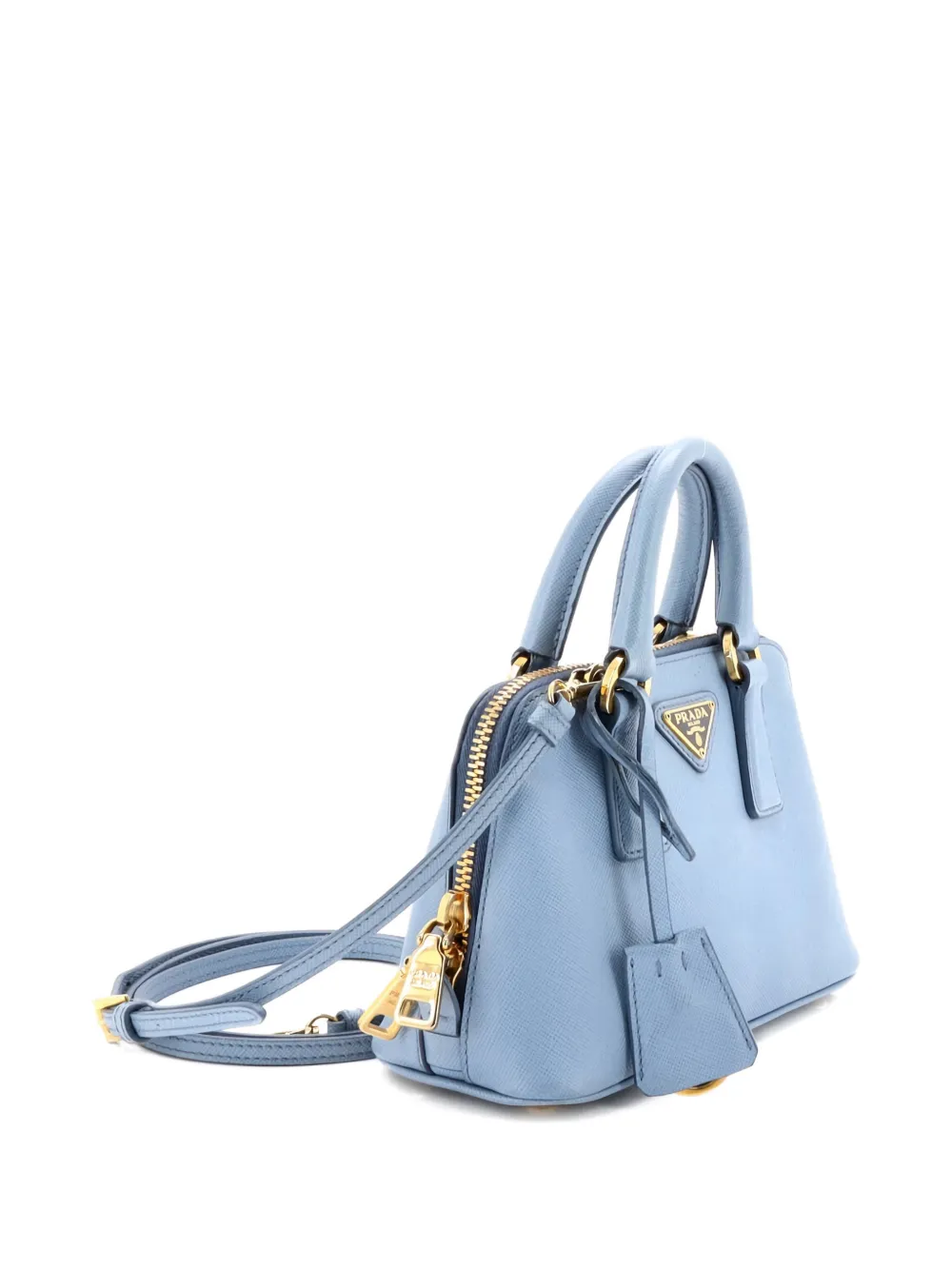Pre-owned Prada Promenade Bag Saffiano Leather Mini Crossbody Bag In Blue
