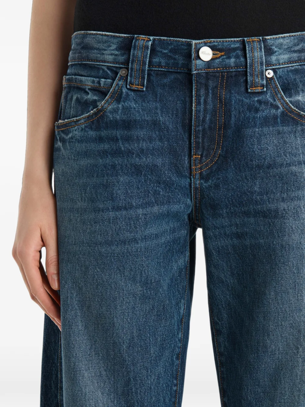 KHAITE Jeans met riemlussen en zak Blauw