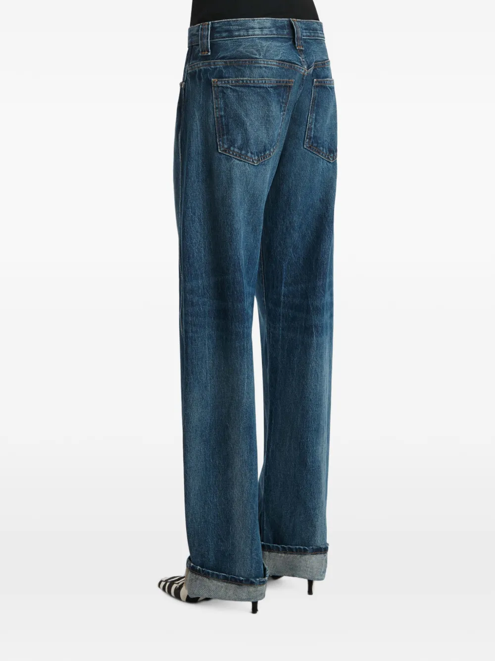 KHAITE Jeans met riemlussen en zak Blauw