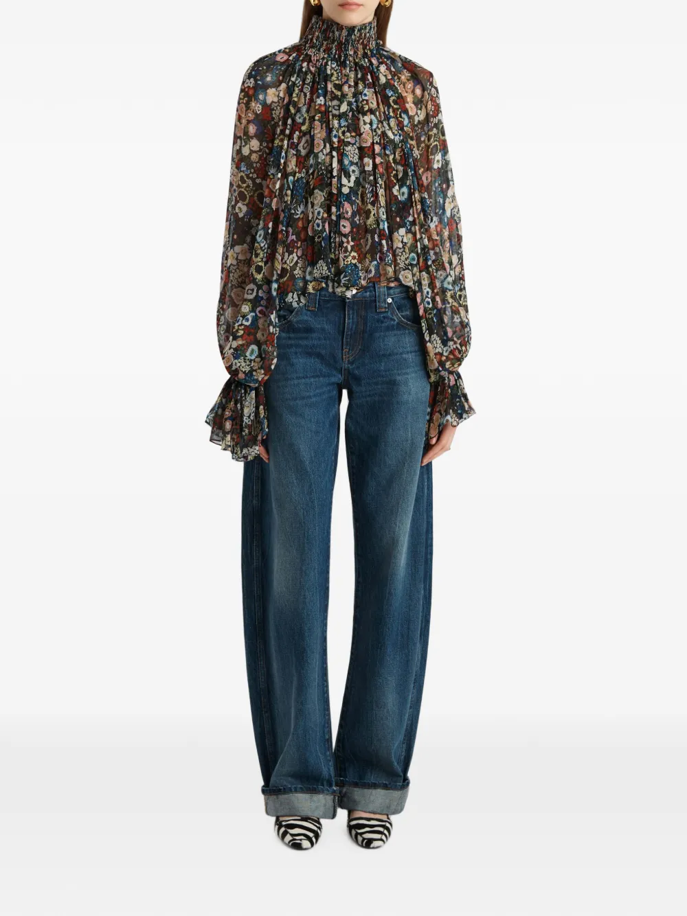 KHAITE Jeans met riemlussen en zak Blauw