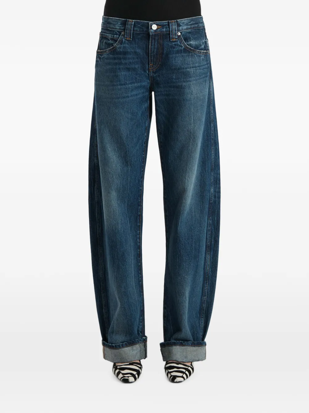 KHAITE Jeans met riemlussen en zak Blauw