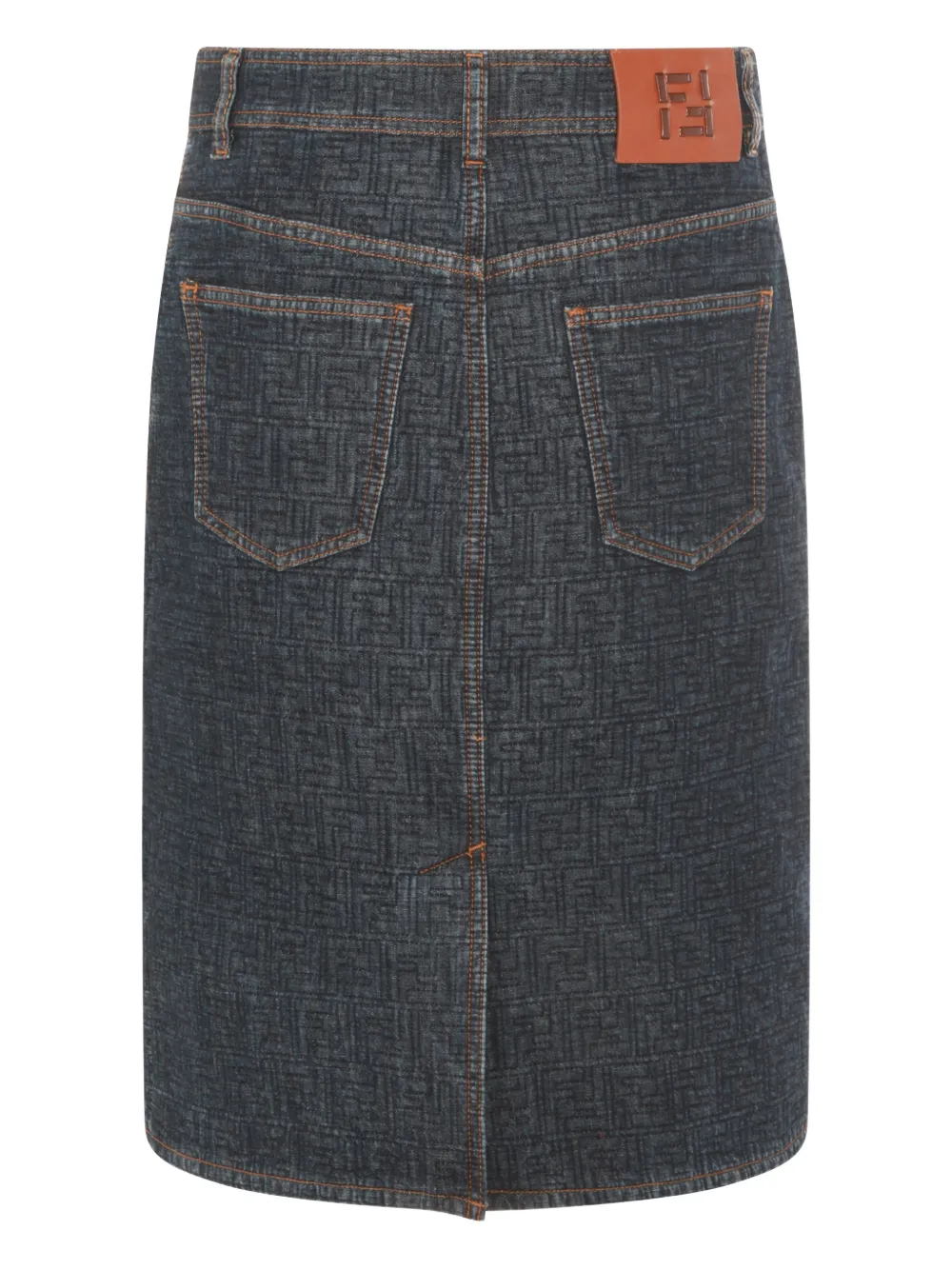 Fendi Flared Midi Denim Skirt With All-over Quilted Ff Motif Clothing In Black
