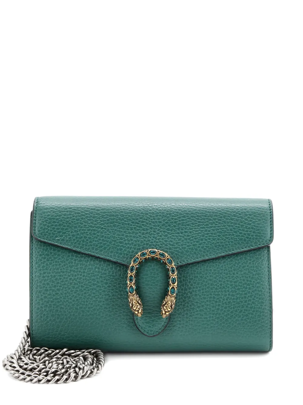 Gucci Pre-Owned Dionysus Chain Wallet Leather with Embellished Detail Small crossbody bag - Verde