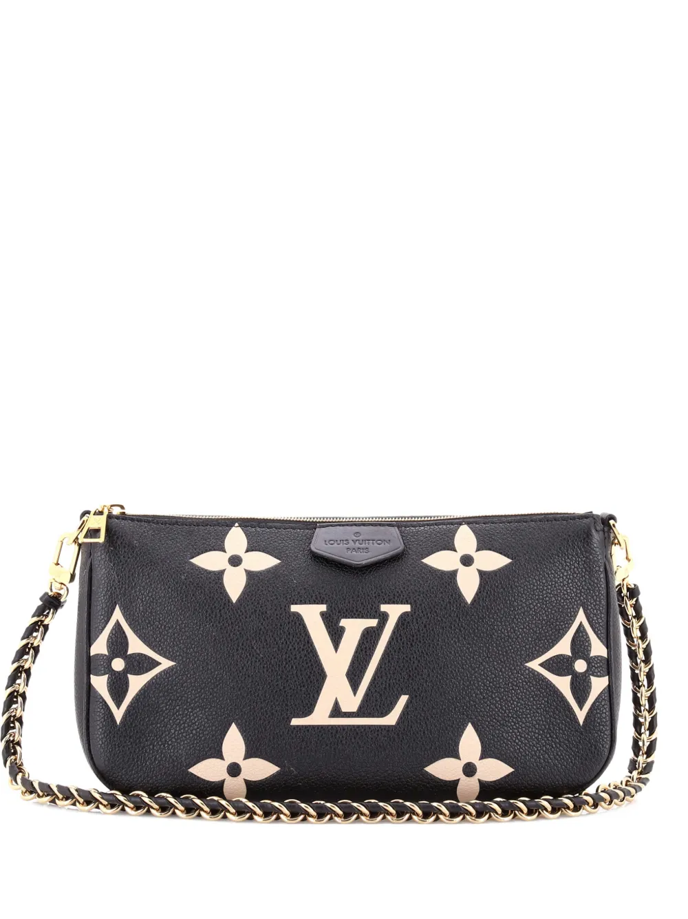 Pre-owned Louis Vuitton Multi Pochette Accessoires Bicolor Monogram Empreinte Giant Crossbody Bag In Black