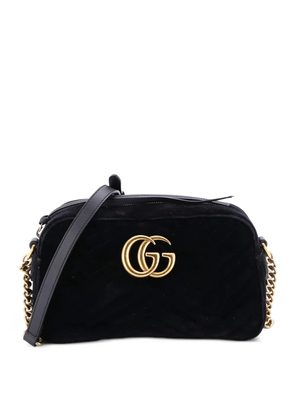 Gucci Pre-Owned GG Marmont Shoulder Bag Matelasse Velvet Small crossbody bag - Black