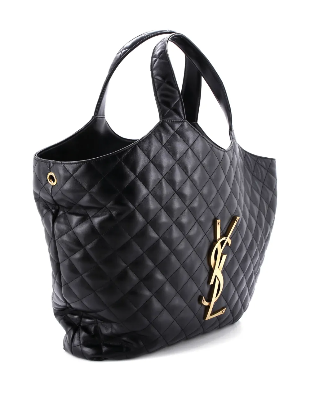 Pre-owned Saint Laurent Icare Shopping Quilted Leather Maxi Tote Bag In Black