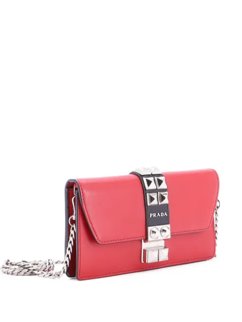 Prada Pre-Owned Elektra Wallet on Chain Studded Leather clutch bag