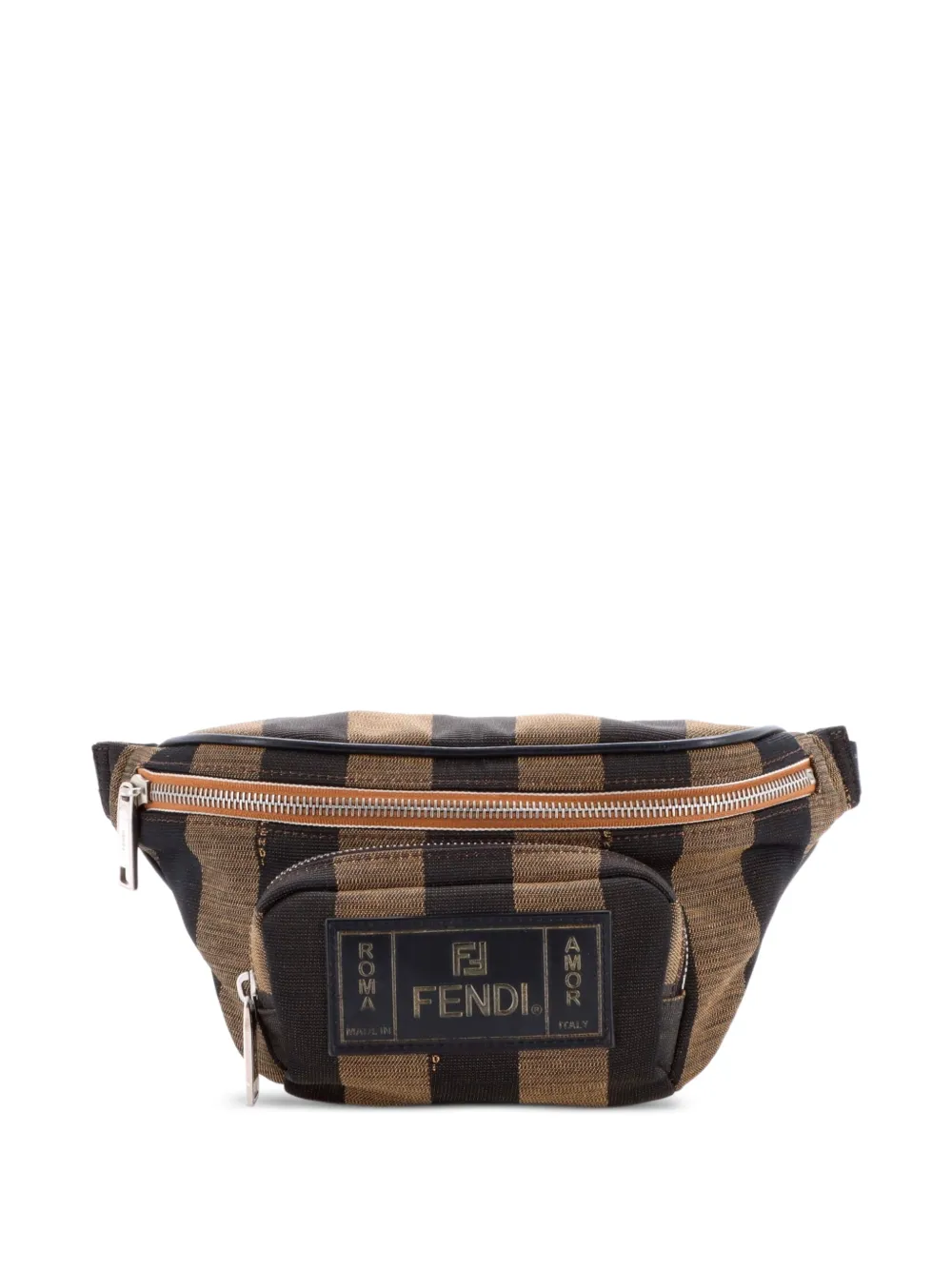 Fendi Pre-Owned Front Pocket Waist Bag Pequin Canvas belt bag - Marrone