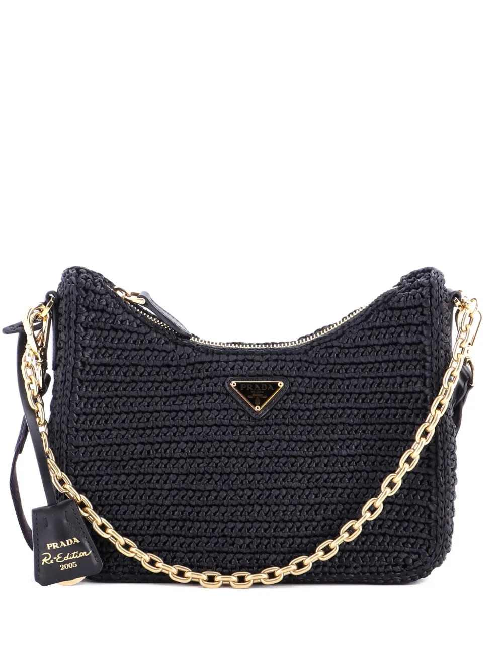 Prada Pre-Owned Re-Edition 2005 Shoulder Bag Raffia Small crossbody bag | Black | Image 1