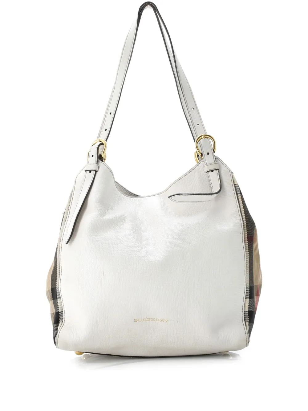 Burberry Pre-Owned Canterbury Leather and House Check Canvas Small tote bag - Toni neutri