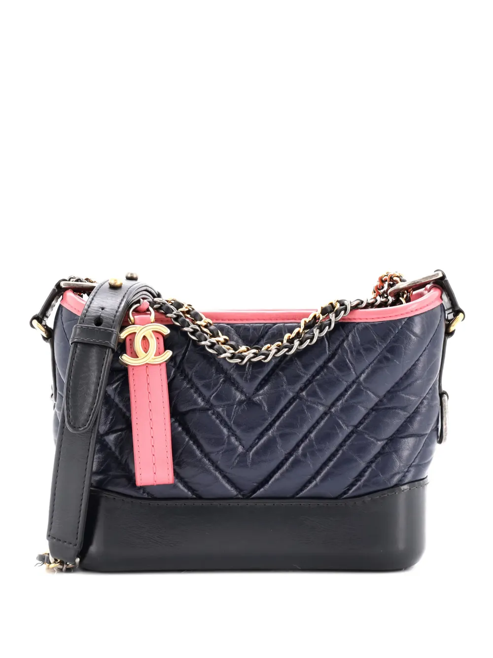 CHANEL Pre-Owned Gabrielle Hobo Chevron Aged Calfskin Small crossbody bag - Blu
