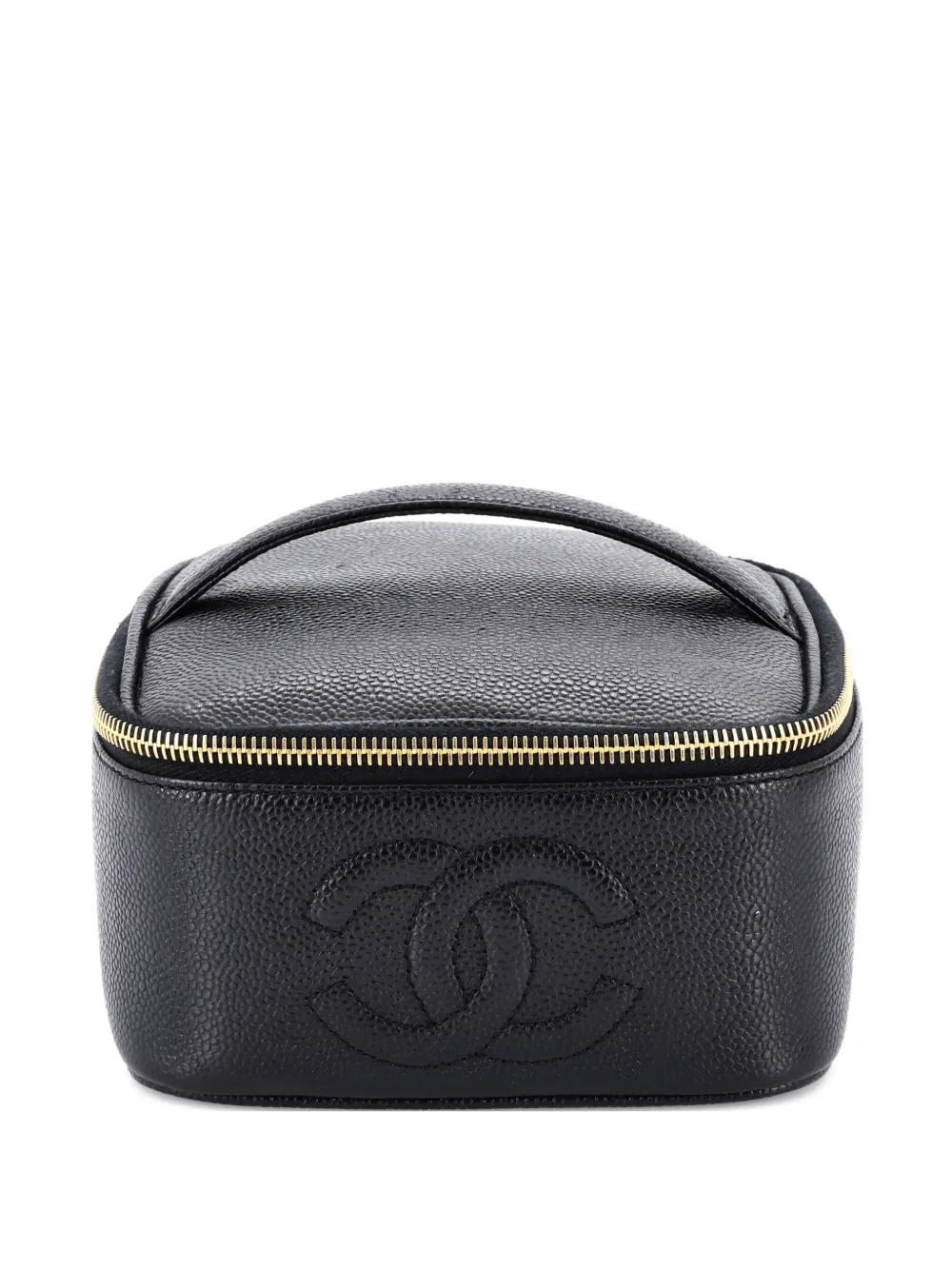 Pre-owned Chanel Timeless Vanity Case Caviar Mini Satchel In Black