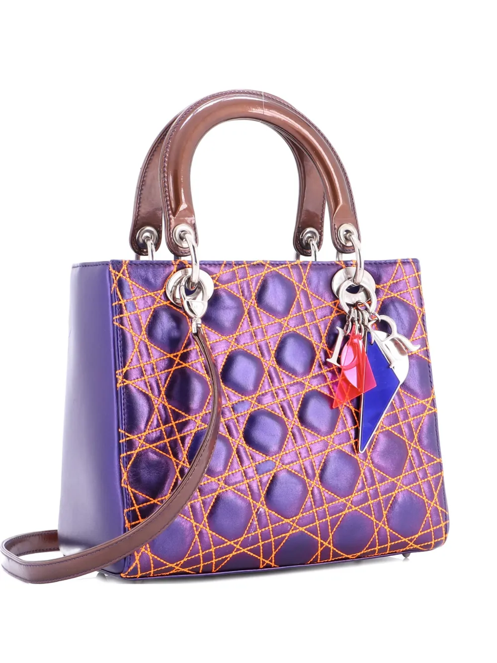 Christian Dior Pre-Owned Lady Dior Bag Anselm Reyle Cannage Quilt Leather Medium satchel - Arancione