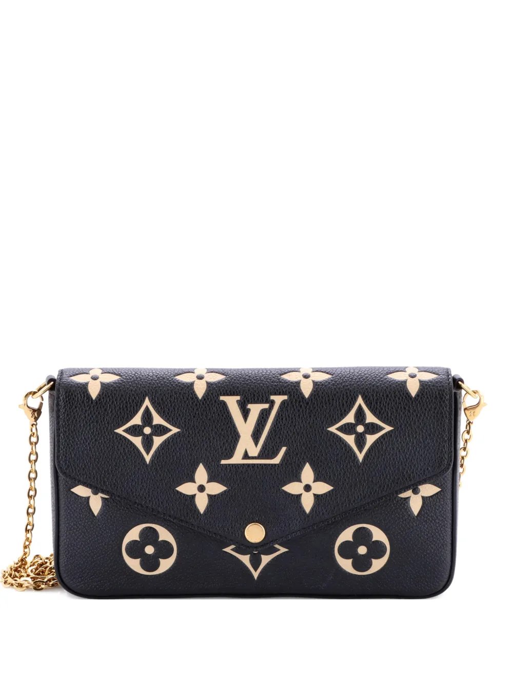 Pre-owned Louis Vuitton Felicie Pochette Bicolor Monogram Empreinte Giant Crossbody Bag In Black