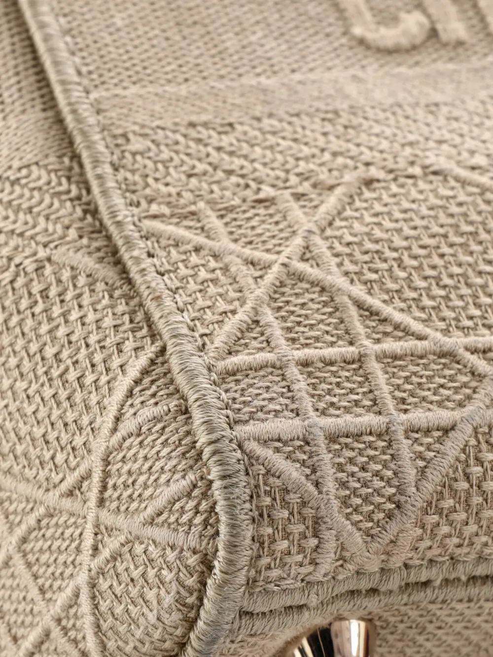 Pre-owned Dior Lady D-lite Bag Cannage Embroidered Canvas Medium Satchel In Neutral